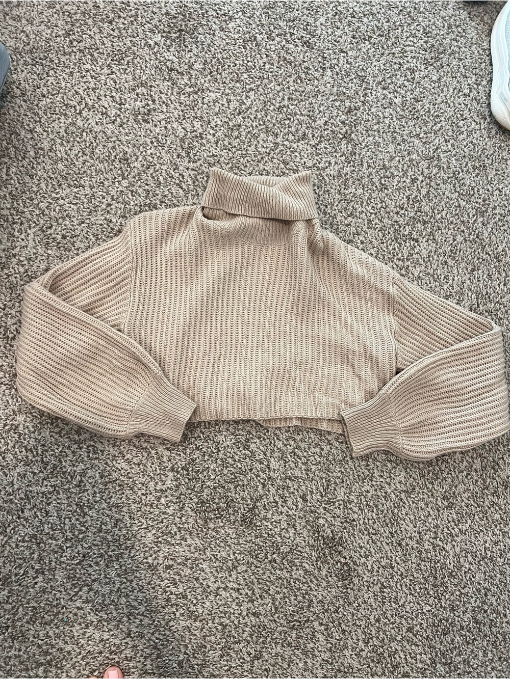 SHEIN Beige Cropped Turtleneck Sweater